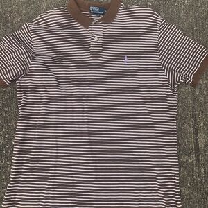 Polo by Ralph Lauren Brown and White Striped Polo Shirt XL